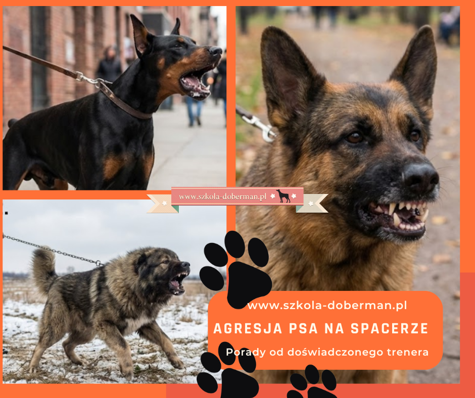 agresja psa na spacerze ilustracja